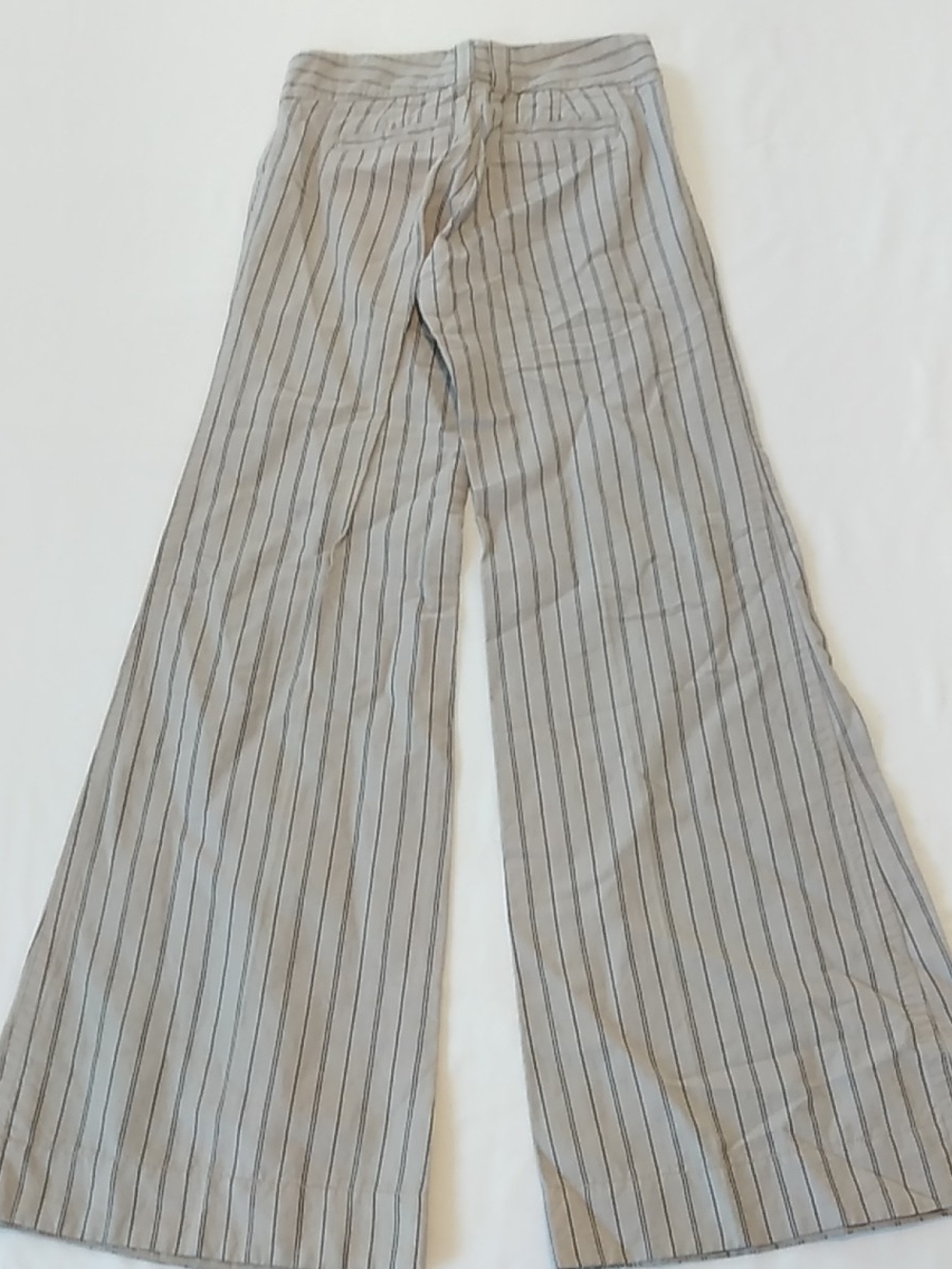 Women's Linen, Cotton Wide Leg Pinstripe Trousers Coastal Nautical Cottagecore-0